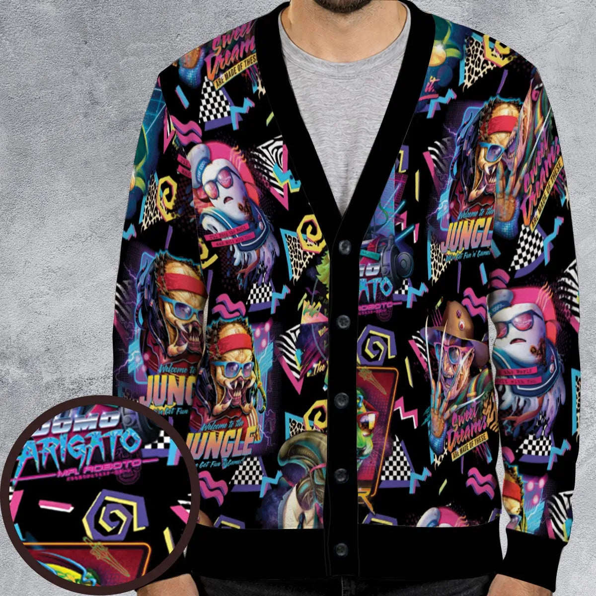 Retro Horror Characters Halloween Cardigan