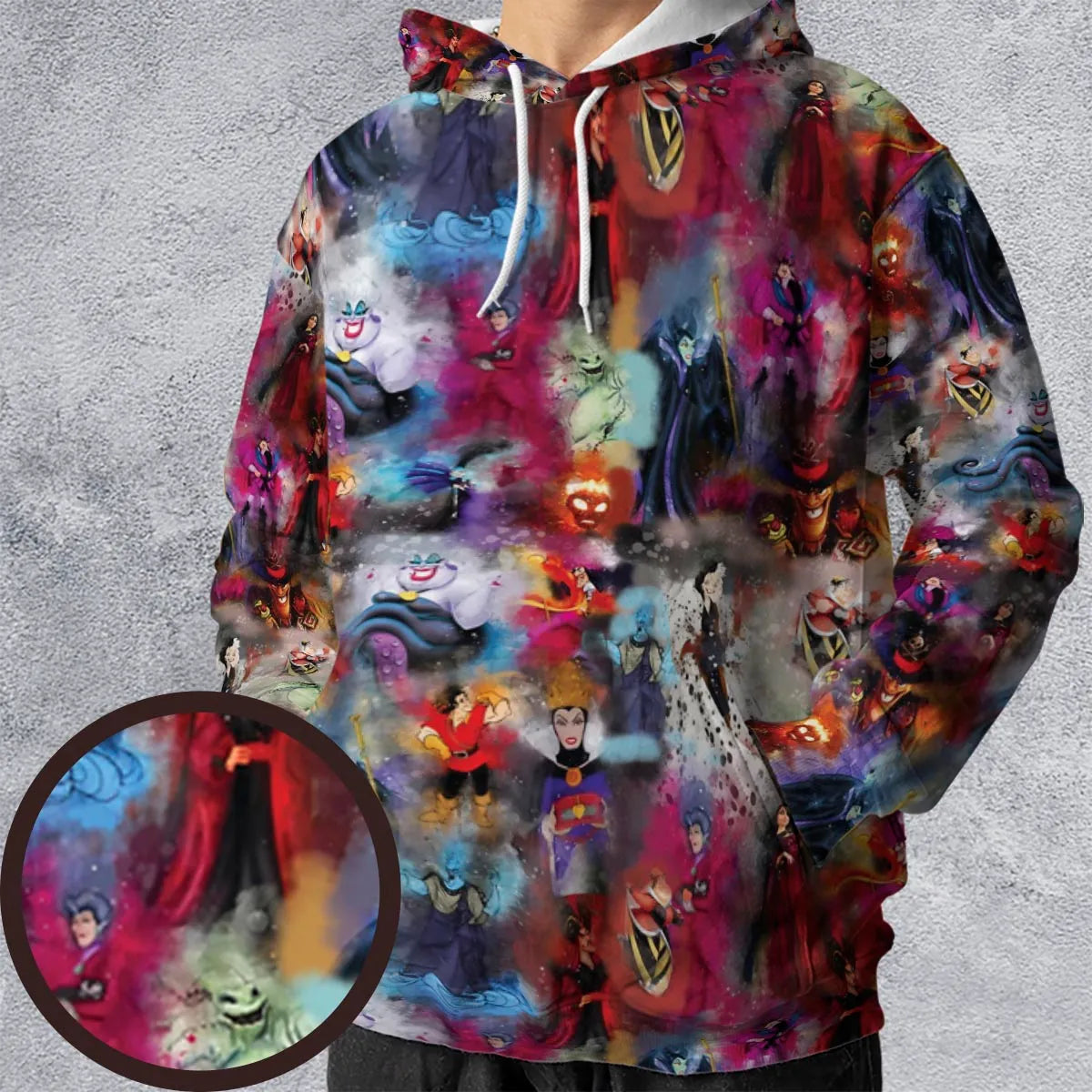 Watercolor Villains All-over Print Hoodie