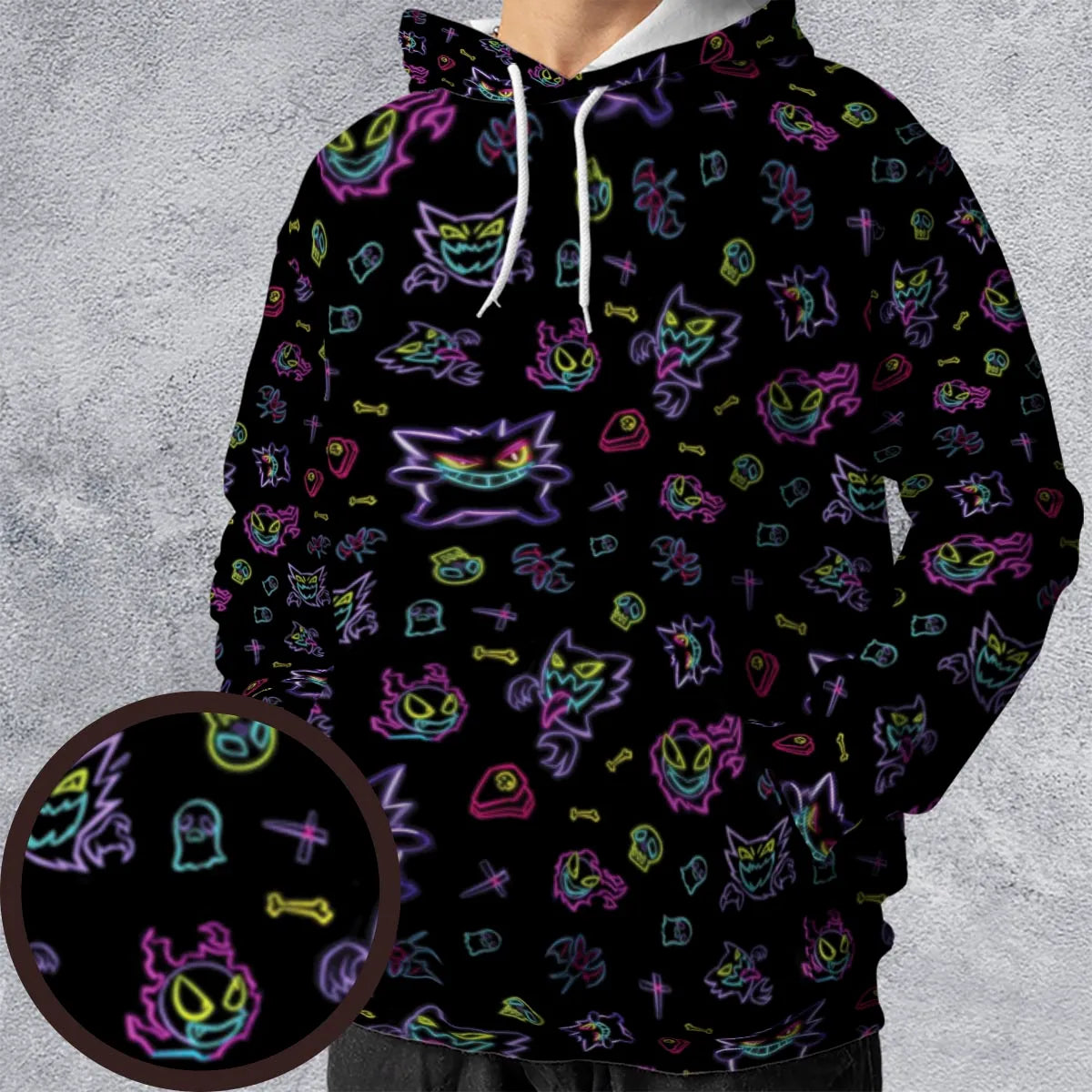 Neon Gastly Haunter Gengar Pokemon All-over Print Hoodie