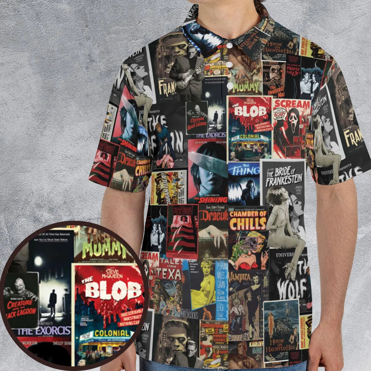 Classic Horror Movie Posters Monster Universal Scream Ghostface The Thing AOP Men/Women Polo Shirt