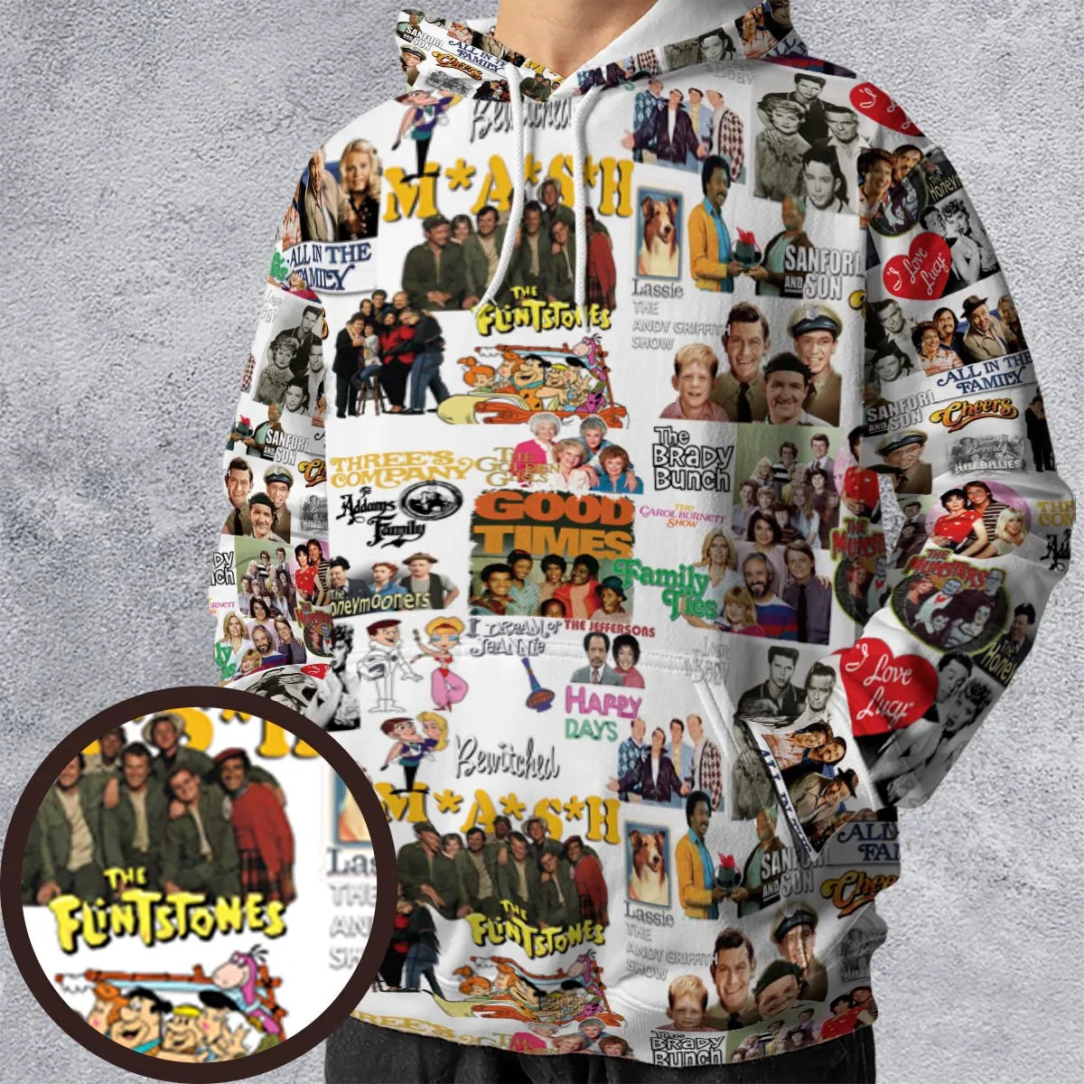 Stuck in the 80s Famous Sitcom All-over Print Hoodie