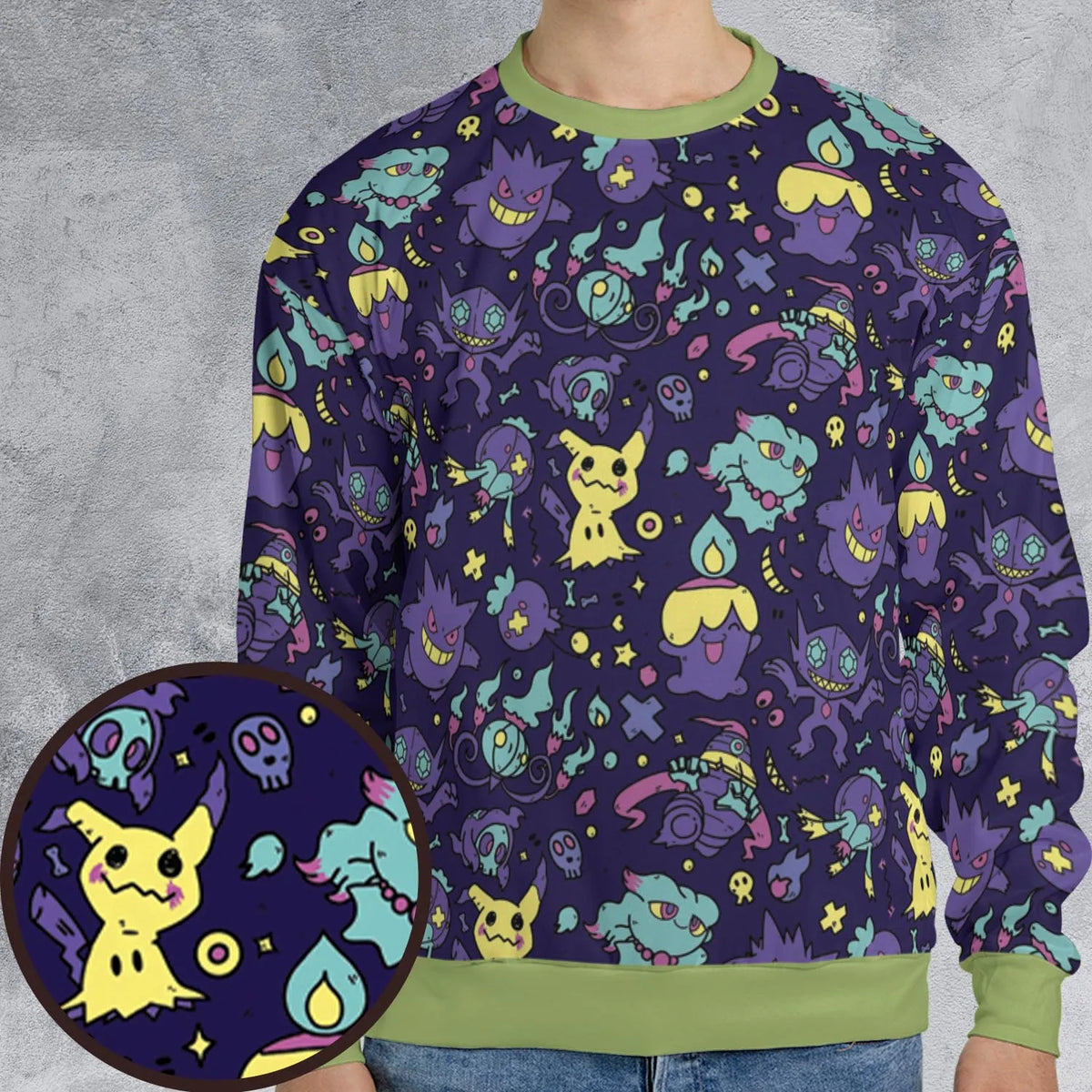 Gengar Ghost Pokemon Pattern All-over Print Sweatshirt