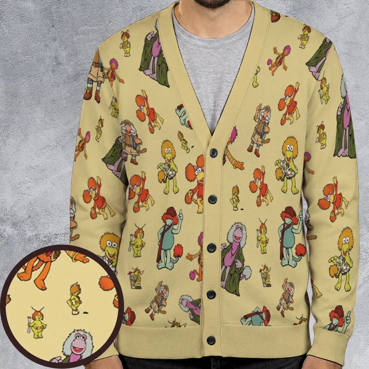 Fraggle Rock Characters Cardigan