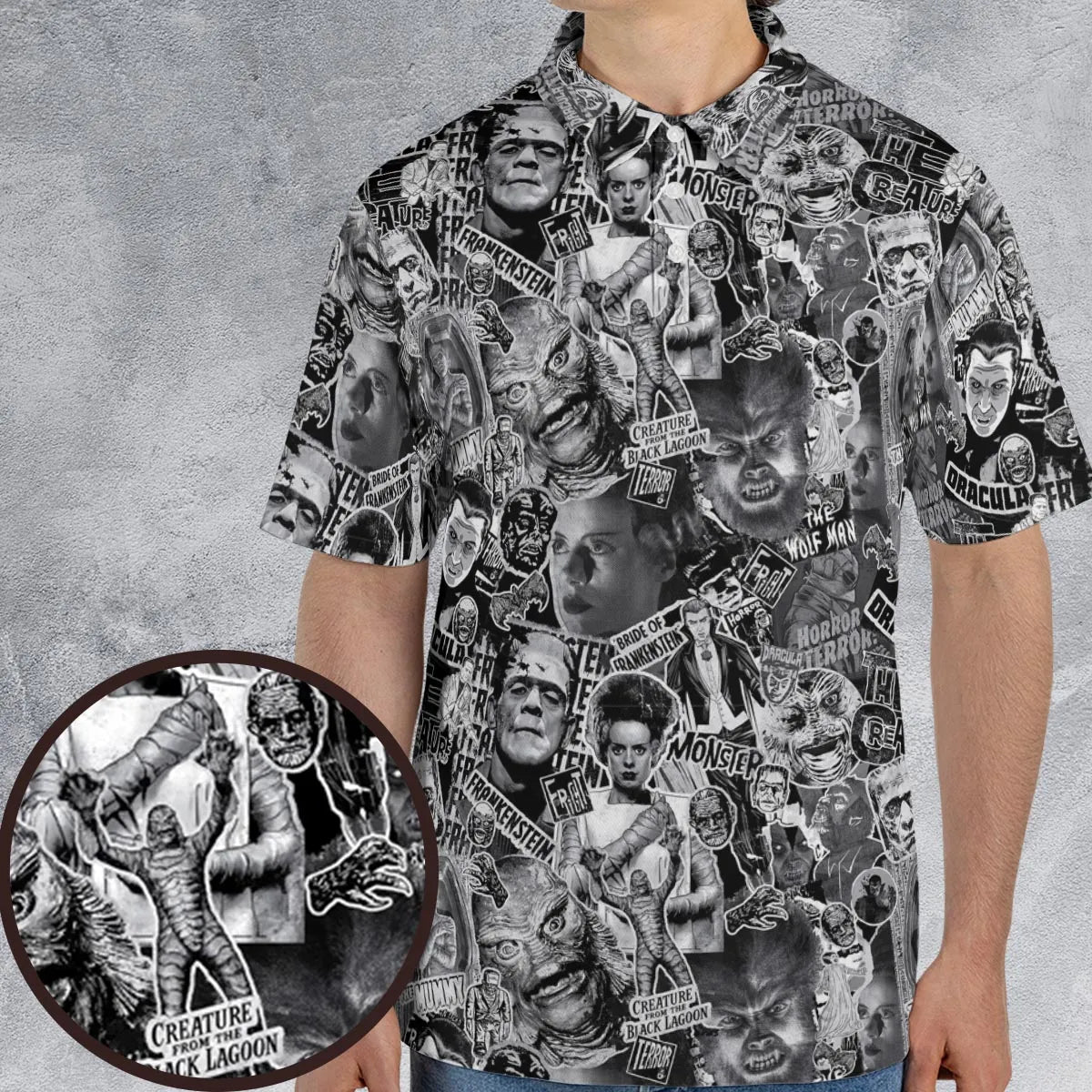 The Monsters Universal Classic Monsters AOP Men/Women Polo Shirt