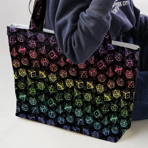 DnD Rainbow Dice Set Pattern Large Tote Bag