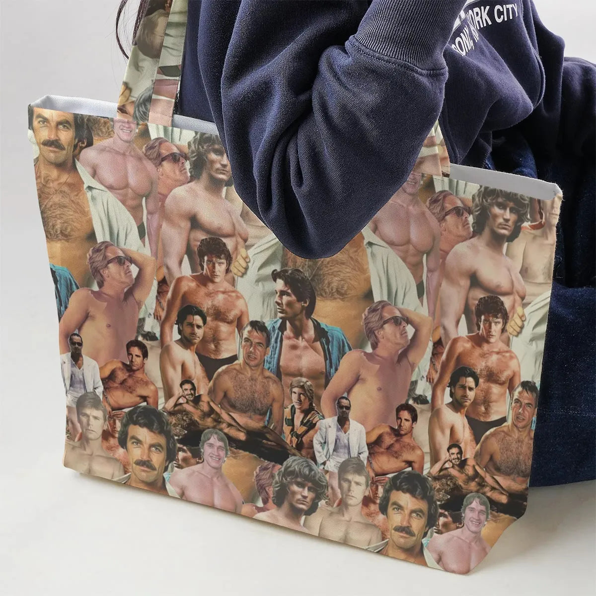 Vintage Hunks of The 80s Large Tote Bag