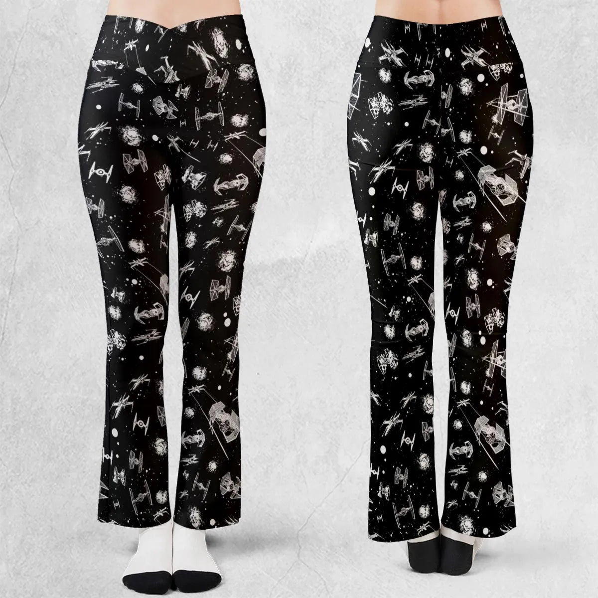 Space Ship Battle Star Wars Flare Leggings