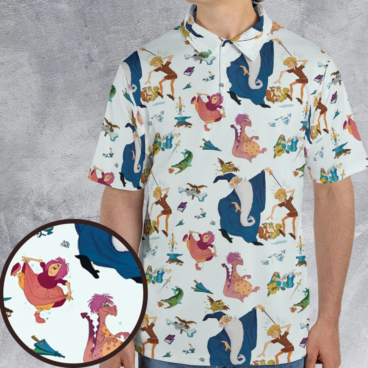 Sword in the Stone Pattern AOP Men/Women Polo Shirt