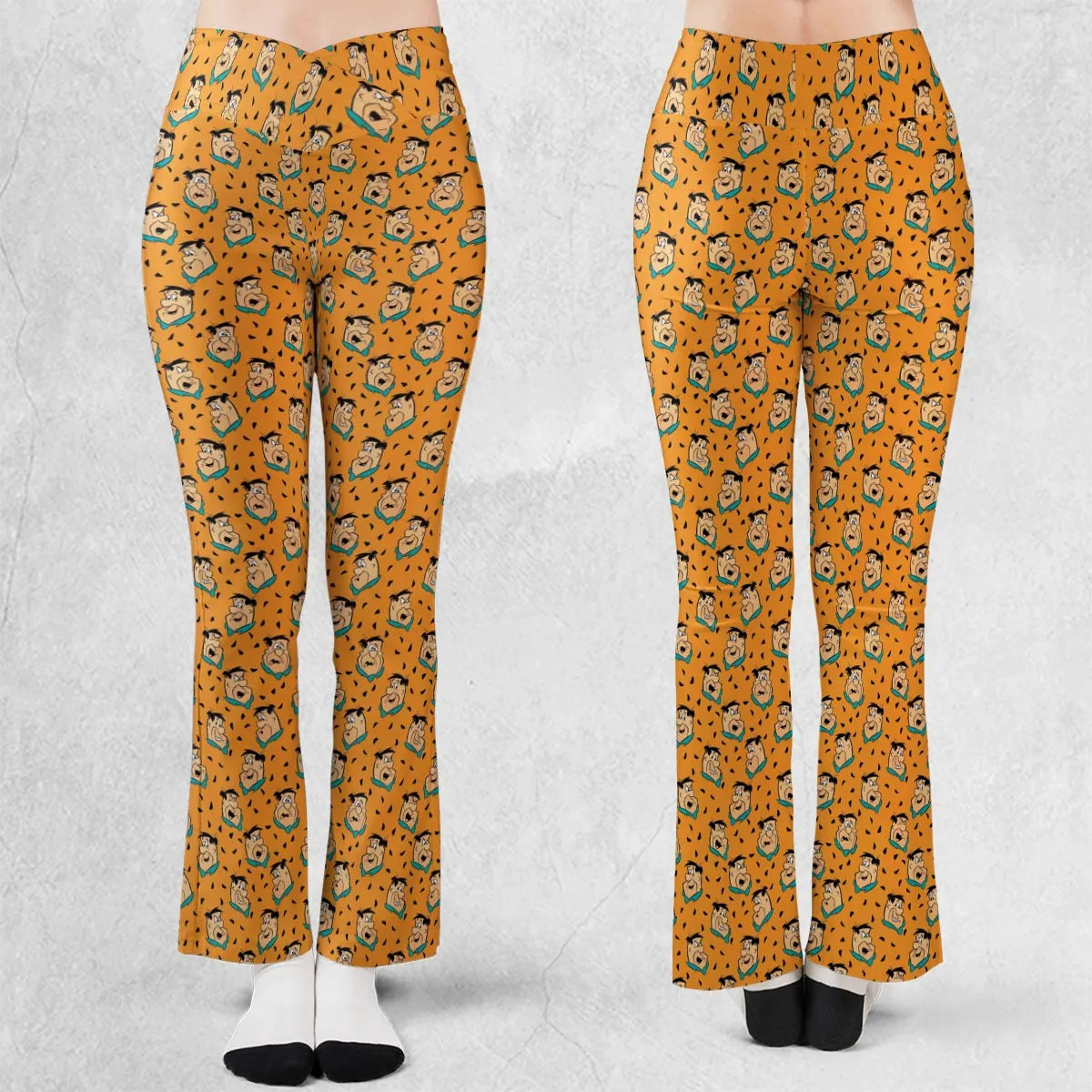 Fred Flintstone Expressions Pattern Flare Leggings
