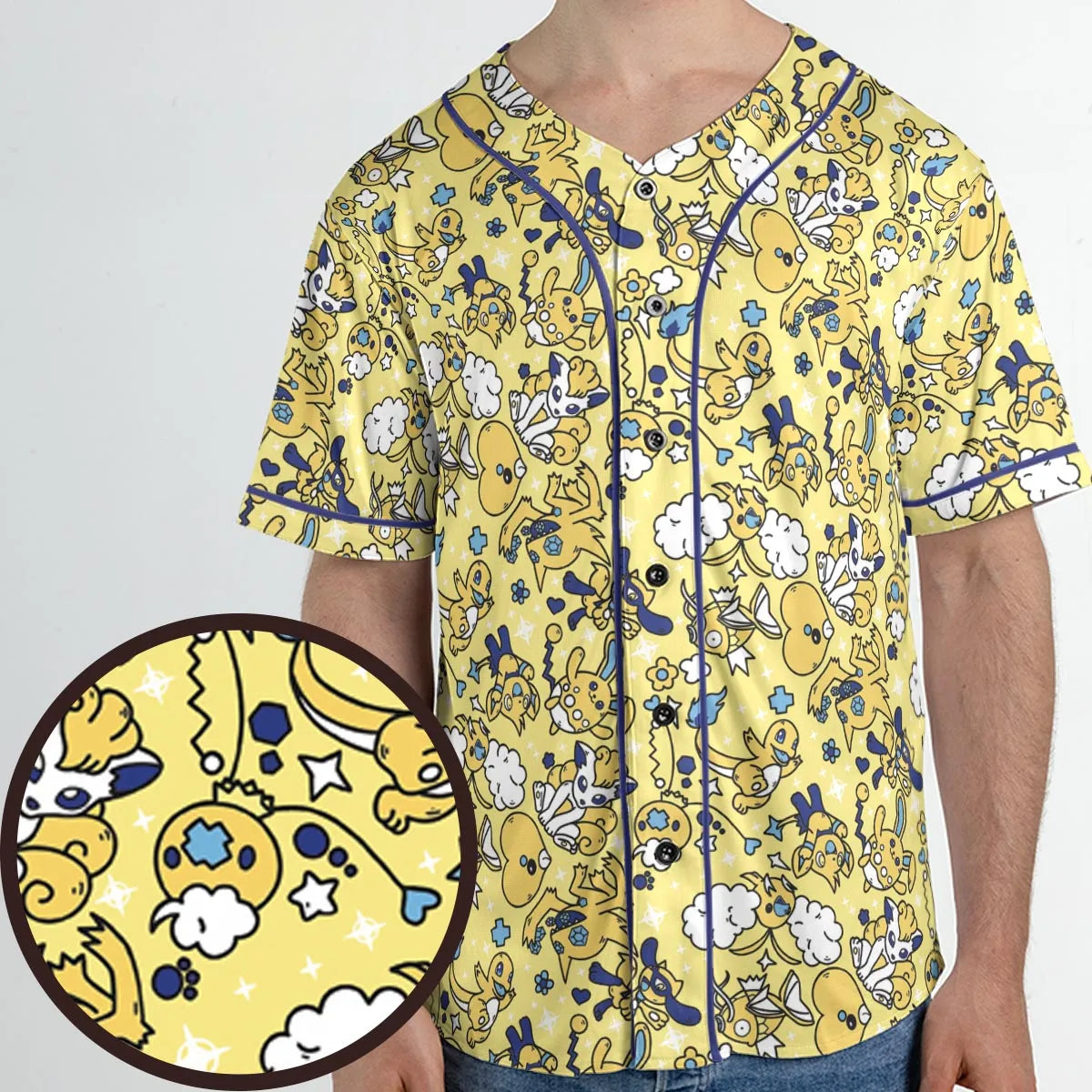 Shiny Magikarp Pokemon Pattern Unisex Baseball Jersey