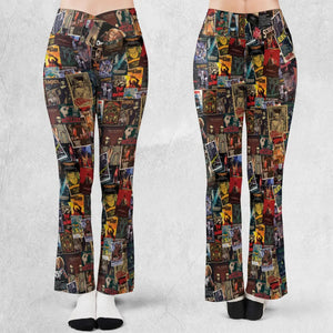 Vintage Horror Pattern Flare Leggings