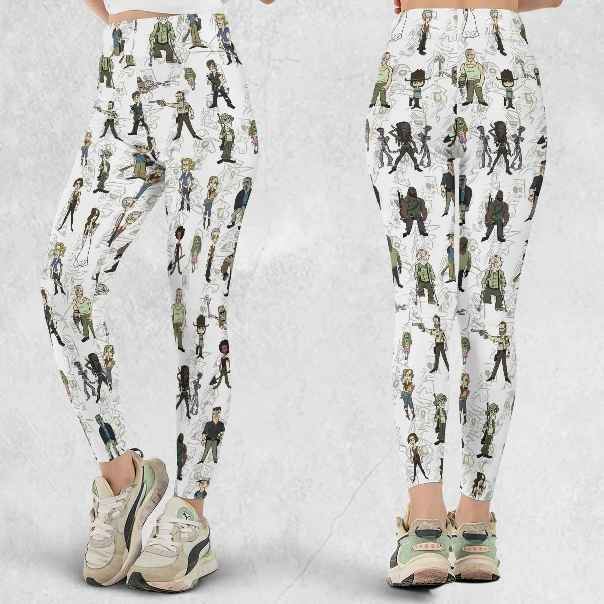 The Walking Dead Characters as Cartoons Legging