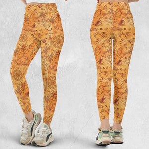 Vintage Adventure Map Indiana Jones Legging