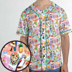 Tiki Room With Orange Bird Unisex Baseball Jersey