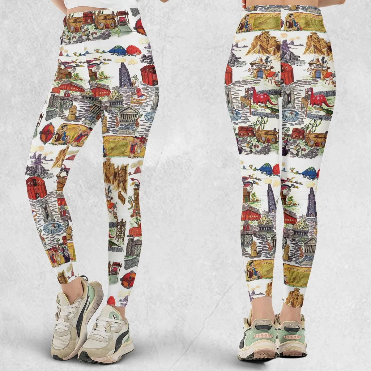 History Of Bedrock Flintstones Legging