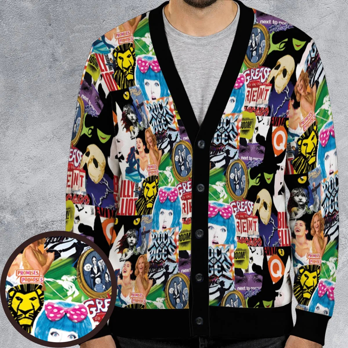 Broadway Musical Collage Cardigan