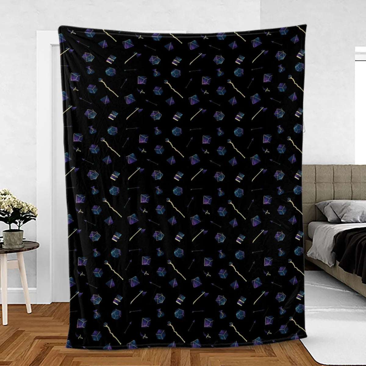 Galaxy In Dice DnD Pattern Fleece Blanket