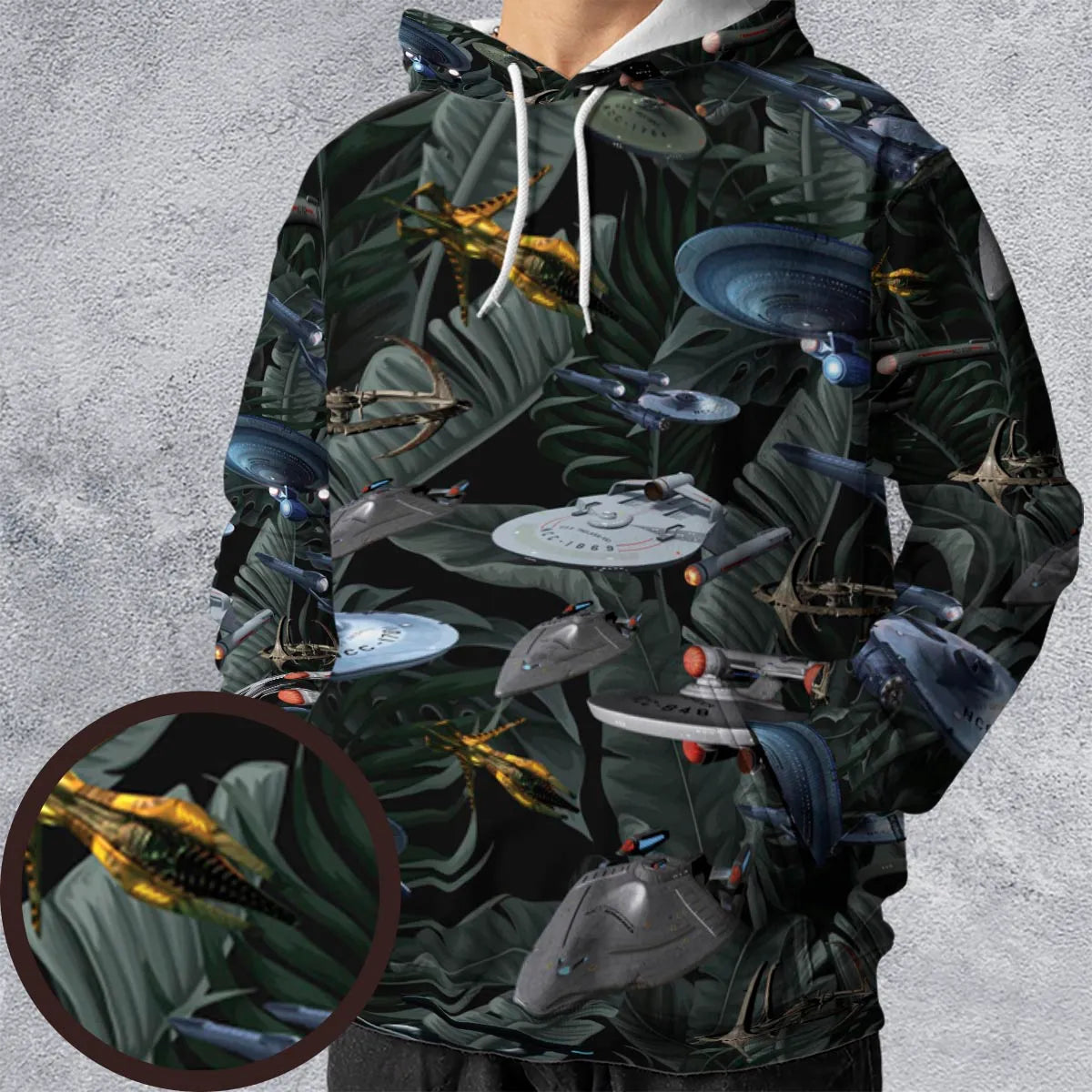 Star Trek Spaceship Pattern All-over Print Hoodie