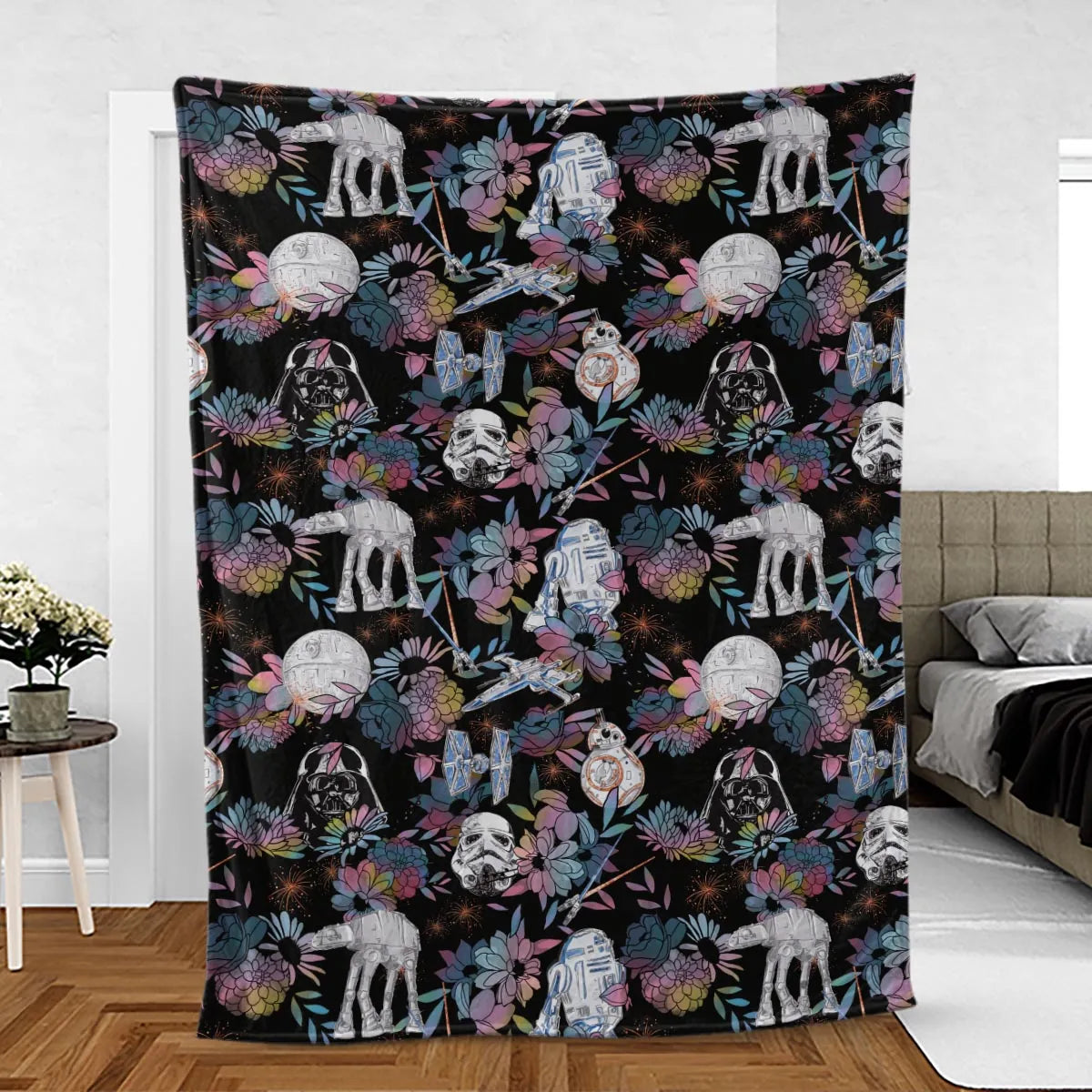 Floral Wars Dark Side Star Wars Pattern Fleece Blanket