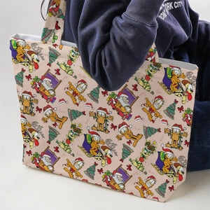 Garfield And Odie Christmas Sleigh Large Tote Bag