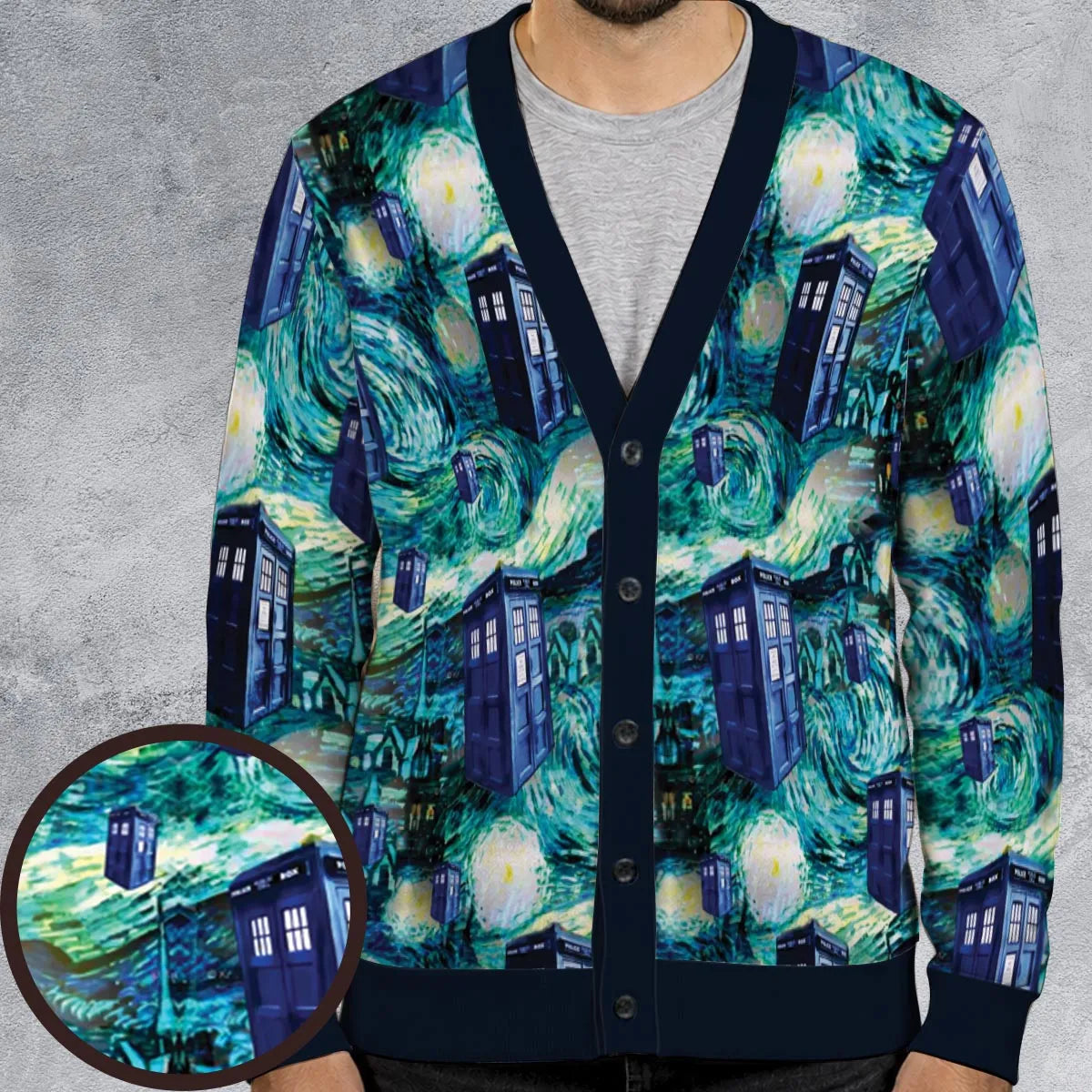 Tardis Starry Night Doctor Who Cardigan
