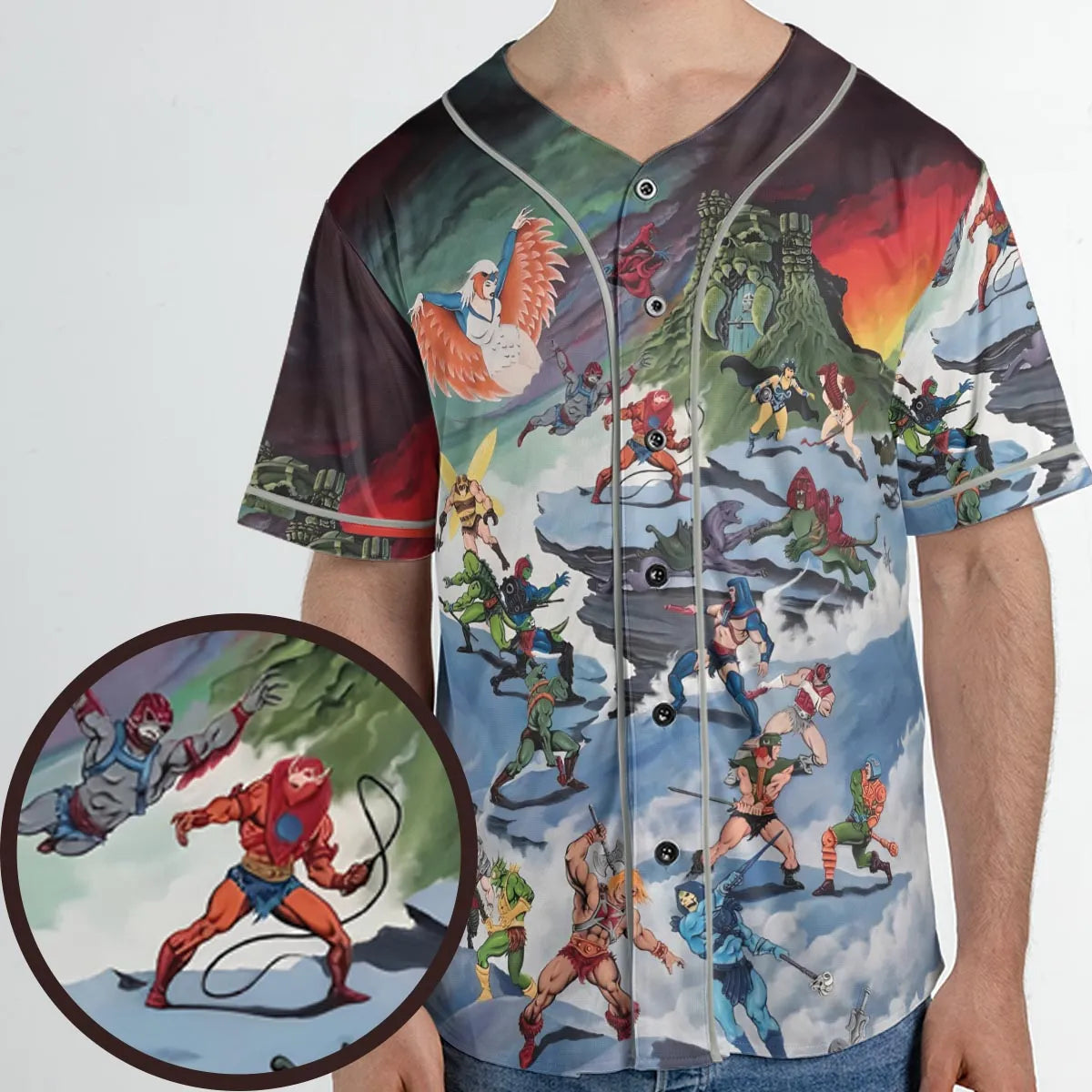MOTU Castle Grayskull Battle Unisex Baseball Jersey