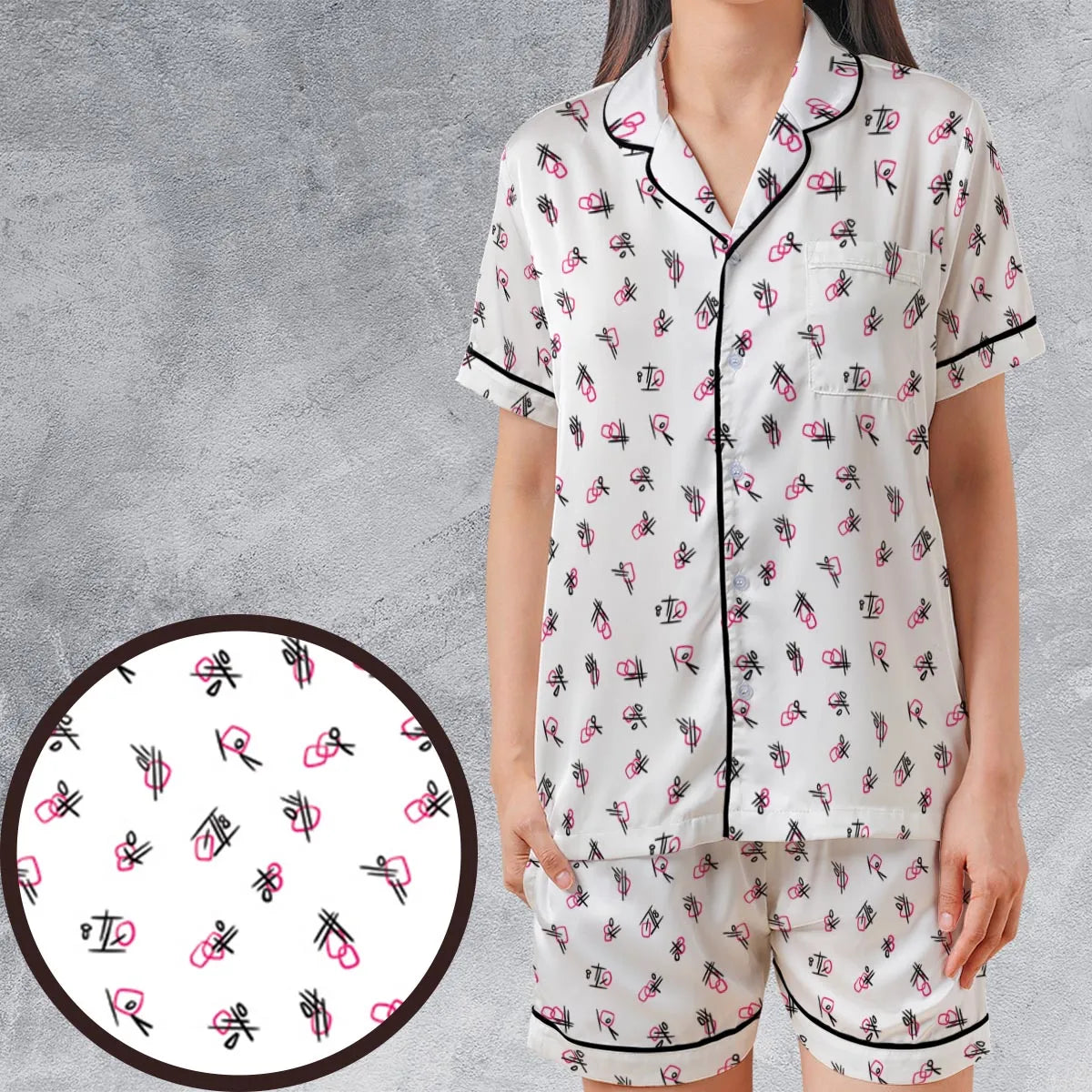 Ace Ventura Tutu Shirt Pop Culture Satin Short-Sleeve Pajamas Set