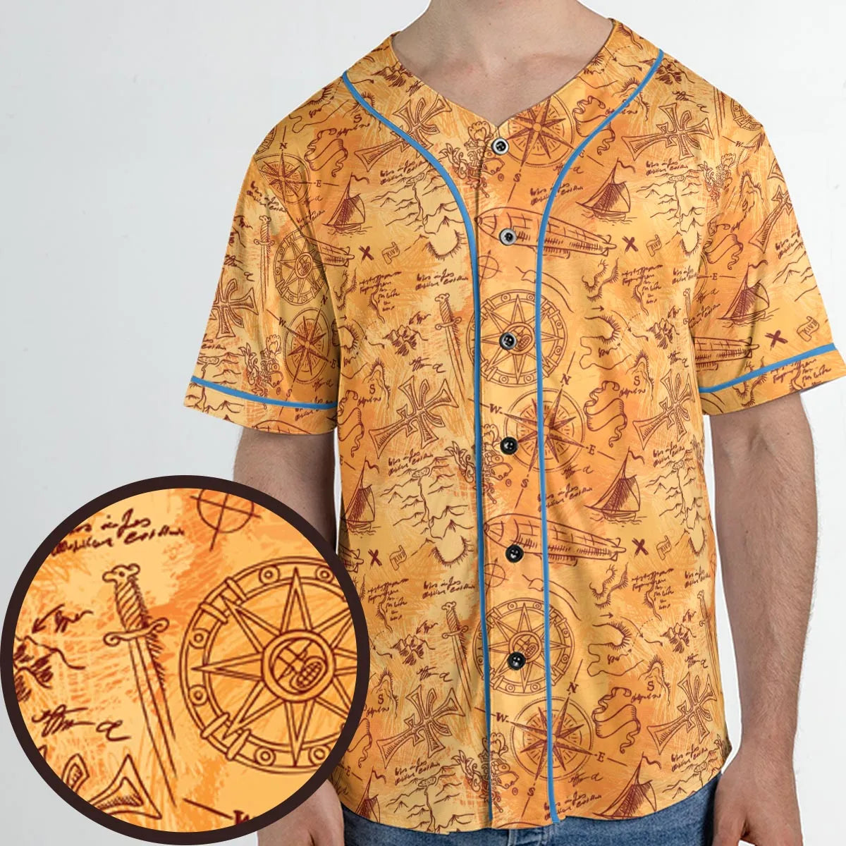 Vintage Adventure Map Indiana Jones Unisex Baseball Jersey