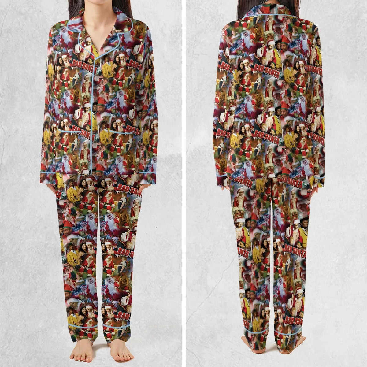 Bad Santa Pattern Pajamas Set