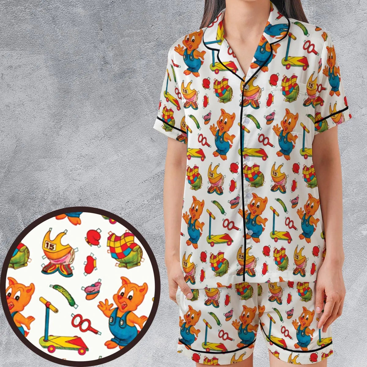 Hamton Outfit Looney Tunes Satin Short-Sleeve Pajamas Set