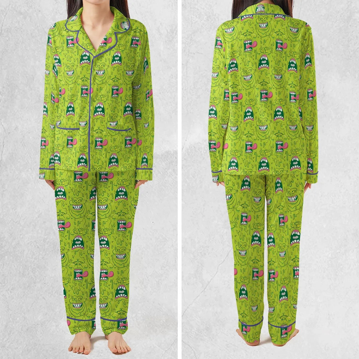 Funny Face Expression Slimer Ghostbusters Pajamas Set