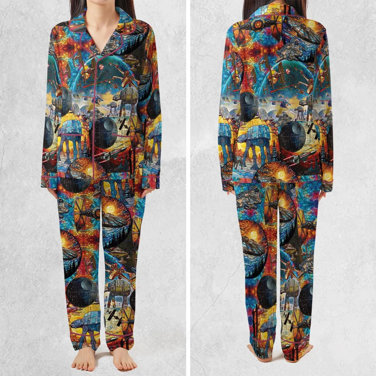 Spaceships Death Star Suncatcher Glass Pajamas Set