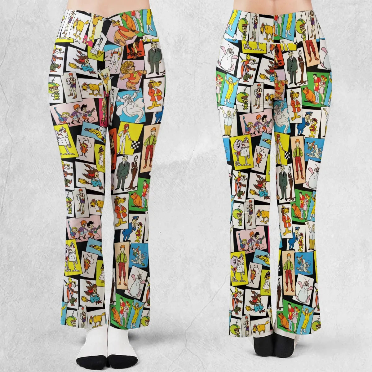 Back To The Day Old Cartoon Shows Flare Leggings