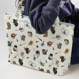 Star Wars Characters as Cats Large Tote Bag
