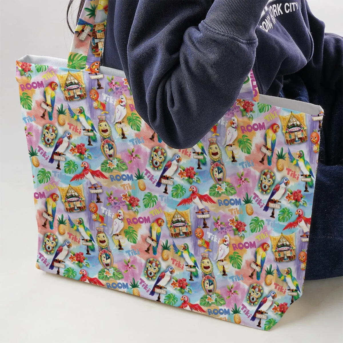 Tiki Room With Orange Bird Large Tote Bag