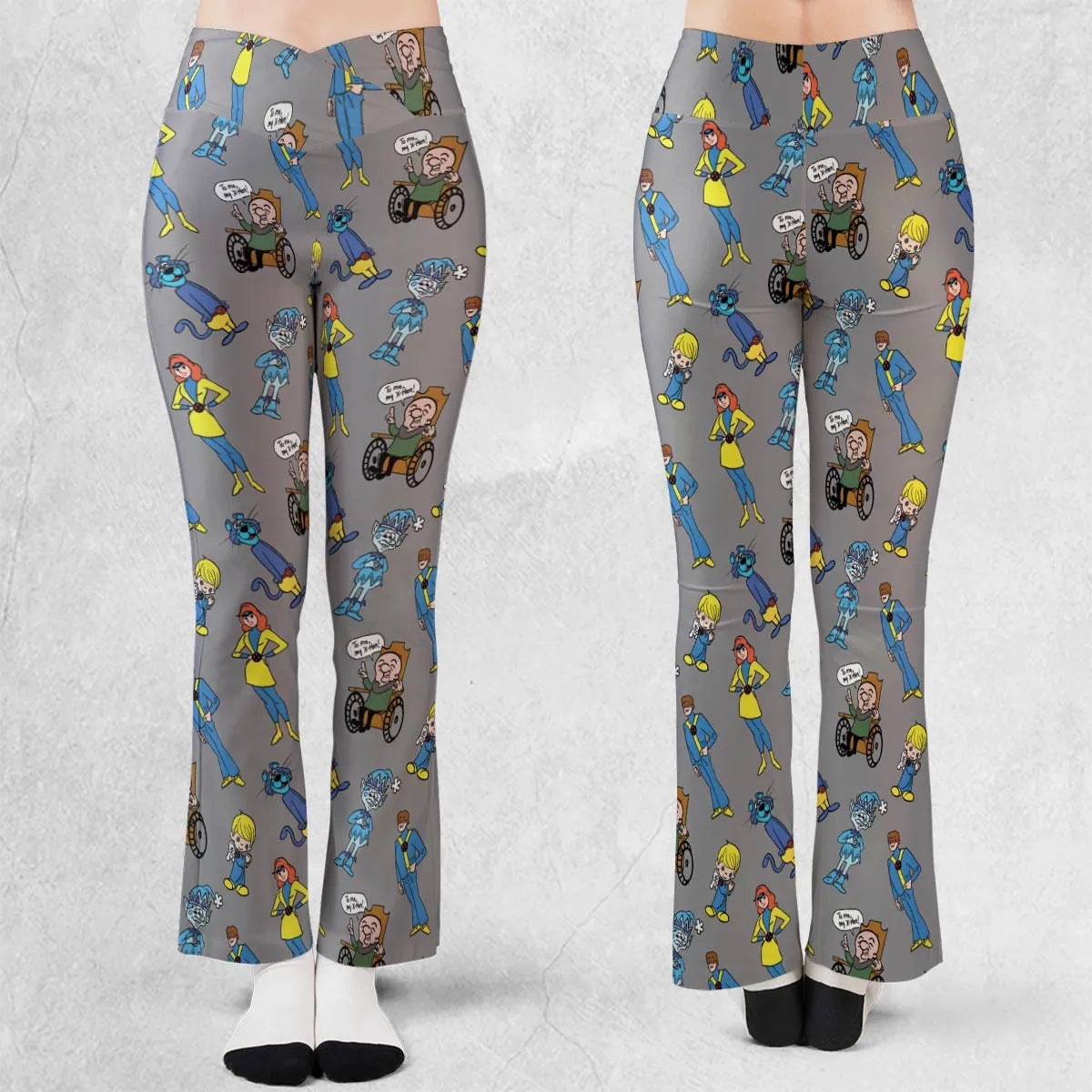 70s Saturday Morning Superhero Cartoon Flare Leggings