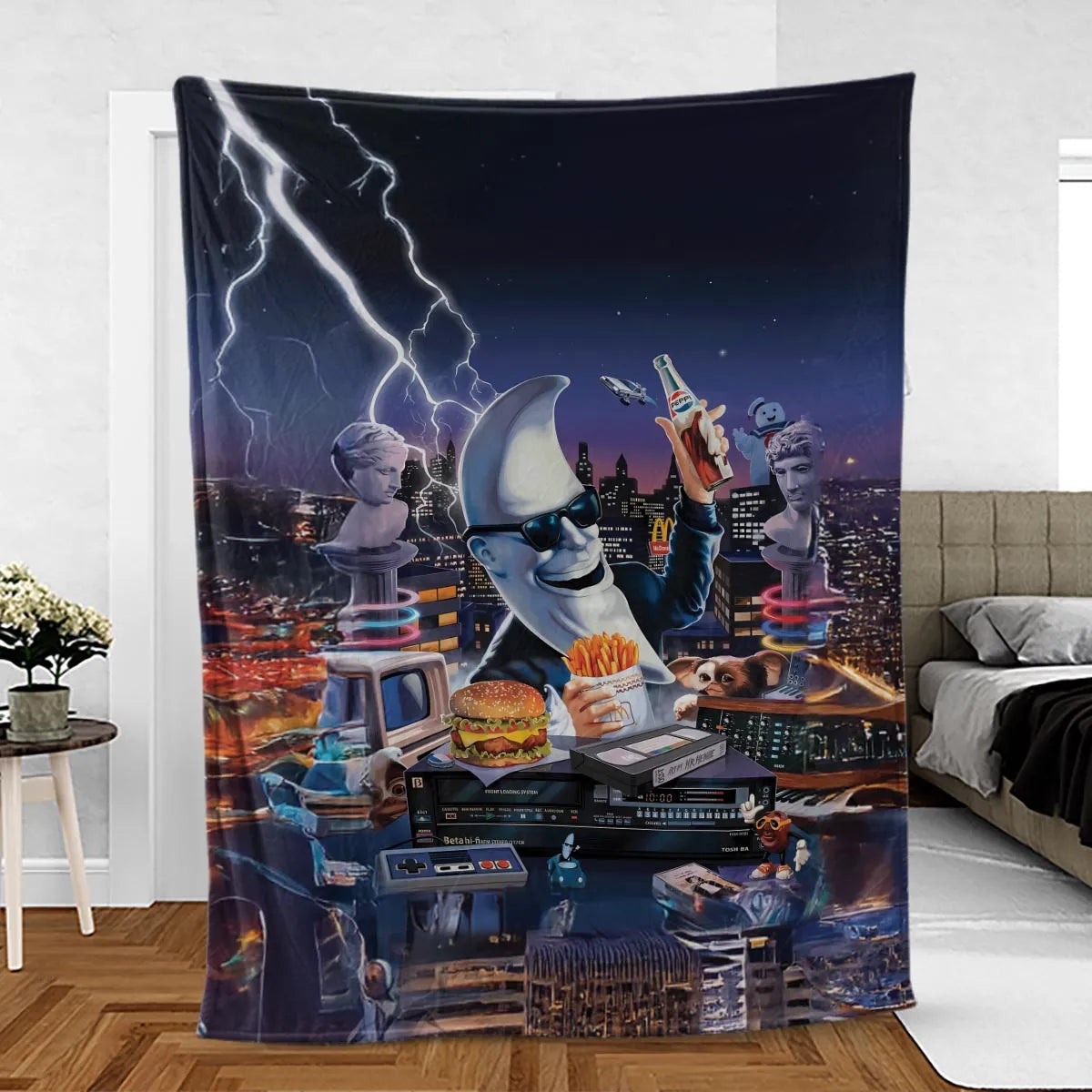 Retro Moon Mac Tonight Fleece Blanket
