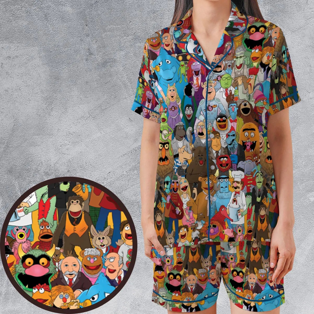 The Great Muppet Jubilee The Muppet Satin Short-Sleeve Pajamas Set