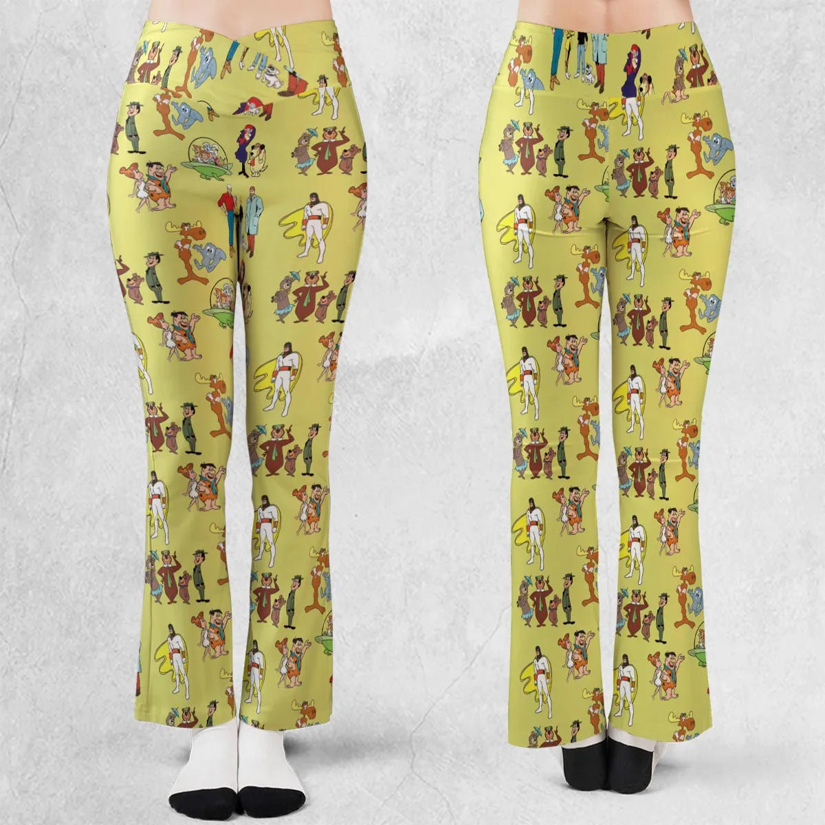 60s Cartoon Characters Flare Leggings