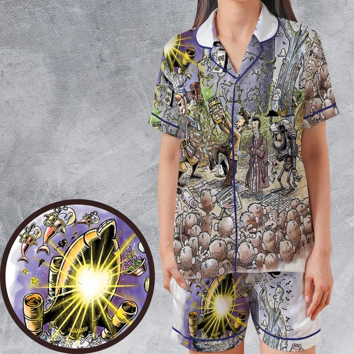 42 Meaning Of Life The Hitchhiker's Guide to the Galaxy Satin Short-Sleeve Pajamas Set