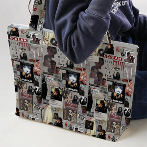 Crime Scene Scream Aesthetic Pattern Large Tote Bag