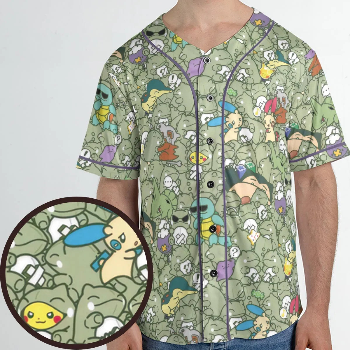 Epic Pokemon Pattern Unisex Baseball Jersey