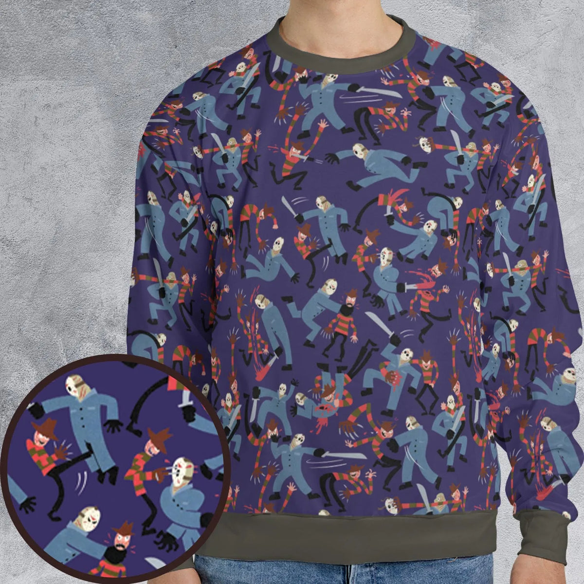 The Battle Freddy vs Jason Nightmare on Elm Street Friday the 13th All-over Print Sweatshirt
