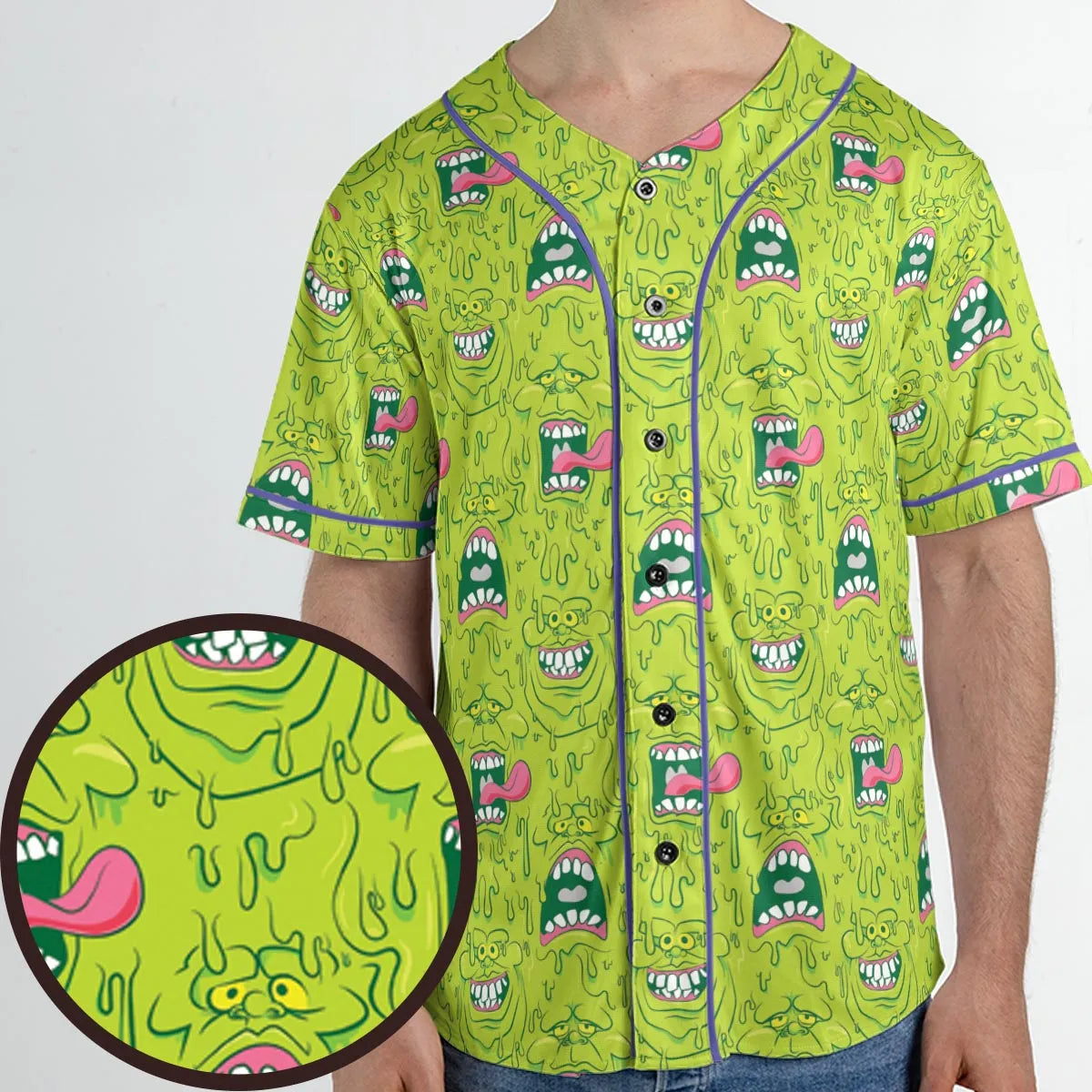 Funny Face Expression Slimer Ghostbusters Unisex Baseball Jersey