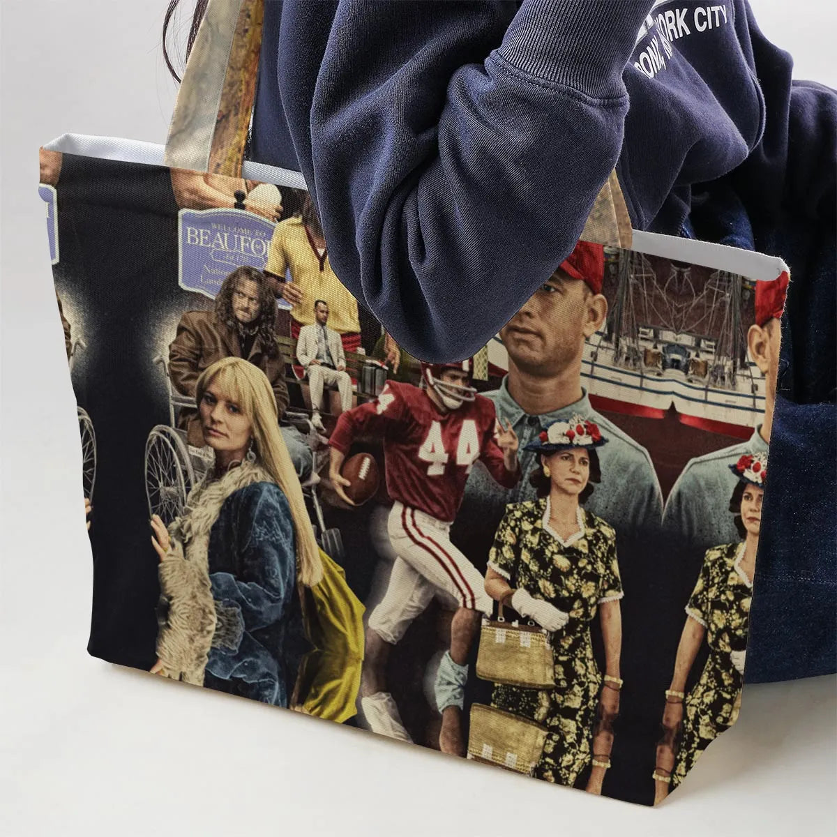 Forrest Gump's Journey Collage Large Tote Bag