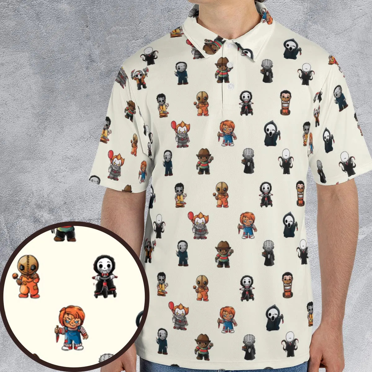 Horror Movies Characters Pattern AOP Men/Women Polo Shirt