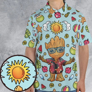 Summer Galaxy Groot AOP Men/Women Polo Shirt