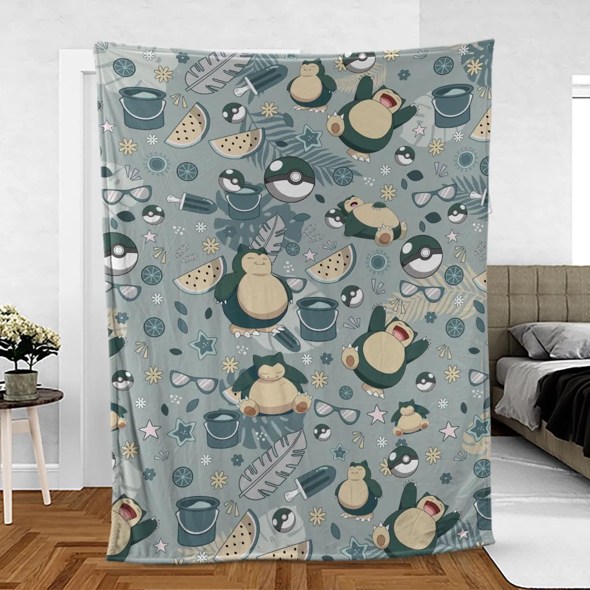 Summer Relax Snorlax Pokemon Fleece Blanket