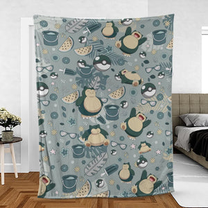 Summer Relax Snorlax Pokemon Fleece Blanket