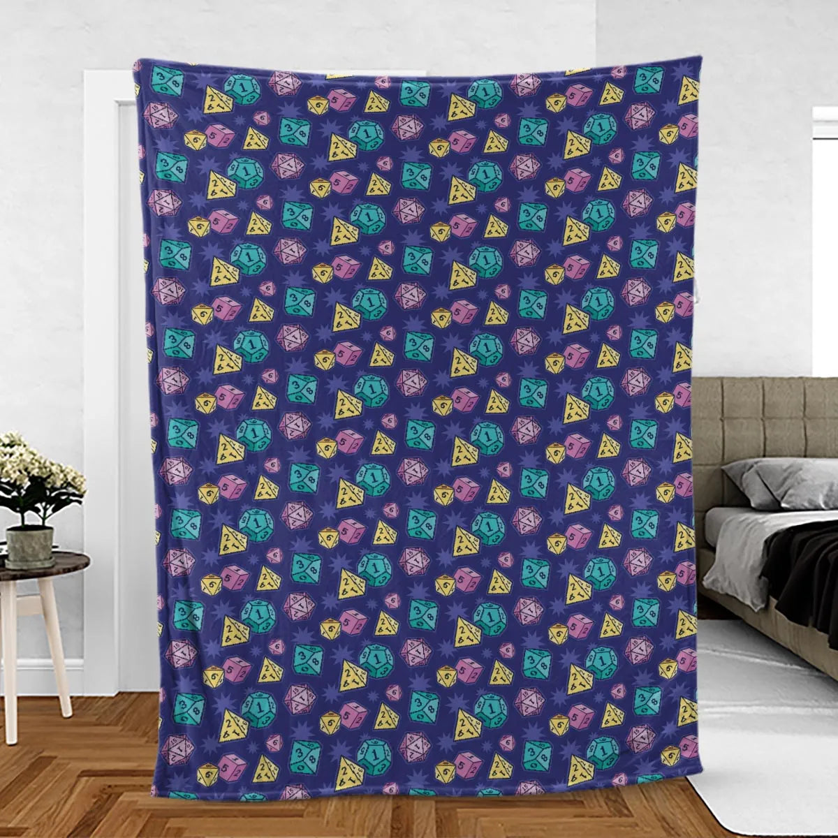 Pixel Dice DnD Fleece Blanket
